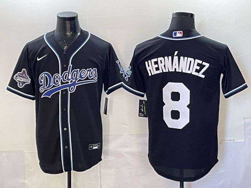 Men 2026 Nike Los Angeles Dodgers #8 Hernandez Black Game MLB Jersey 05->los angeles dodgers->MLB Jersey